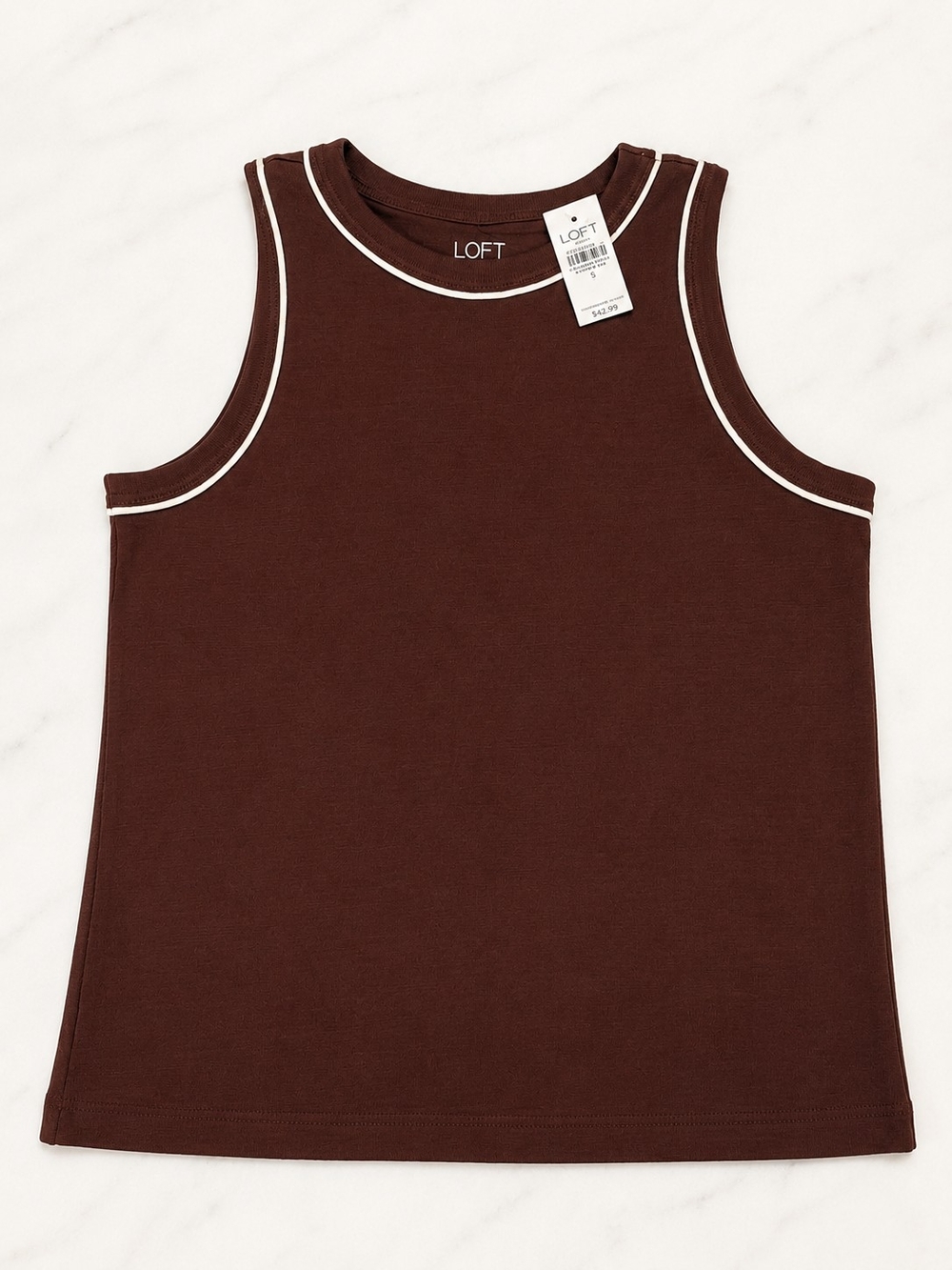 LOFT Girls' Brown Tank with White Trim